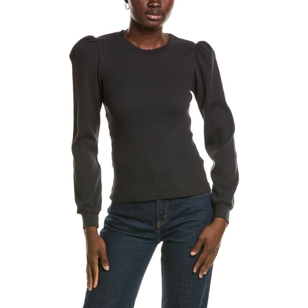 Amo Denim Womens Amo Girly Thermal Top, Black